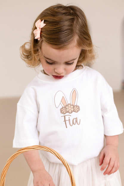 Personalised Embroidered Easter Bunny Ears T shirt