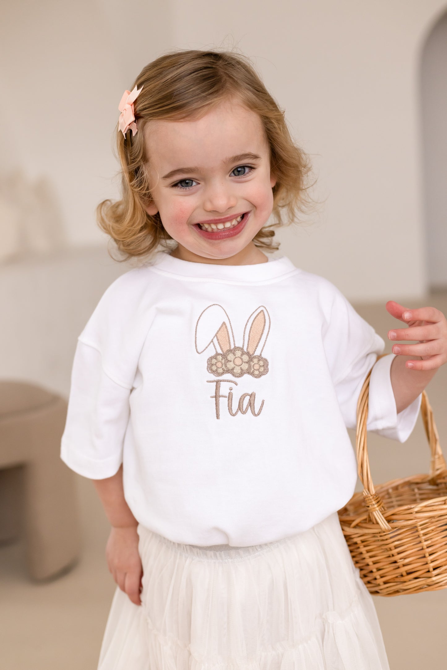 Personalised Embroidered Easter Bunny Ears T shirt