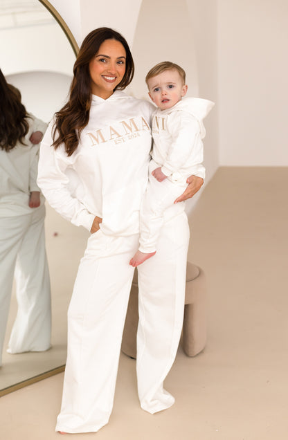 Ladies' straight leg sweat joggers in Ivory and Vanilla