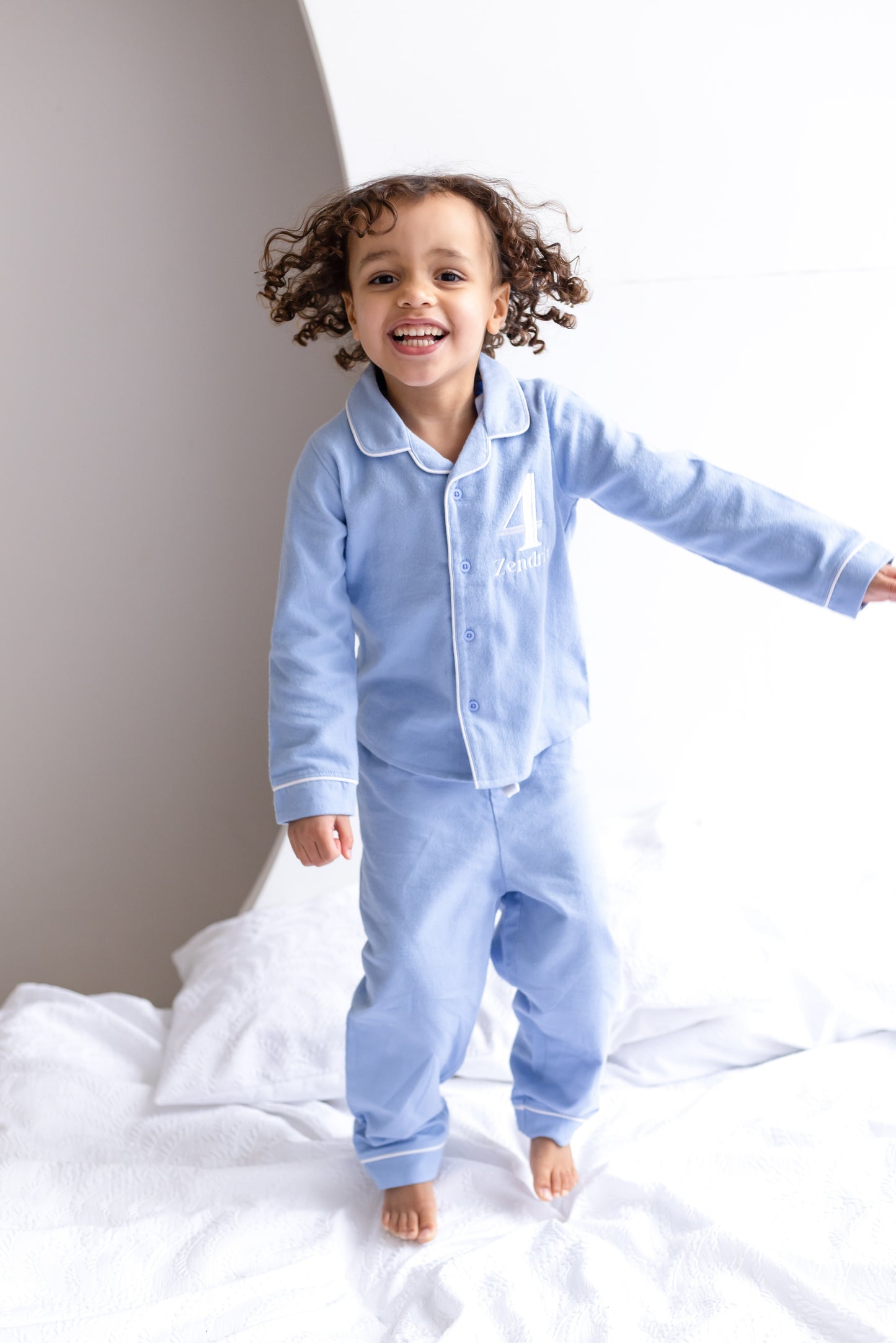 'When i wake' Personalised embroidered front and back birthday pyjamas - choice of ages available