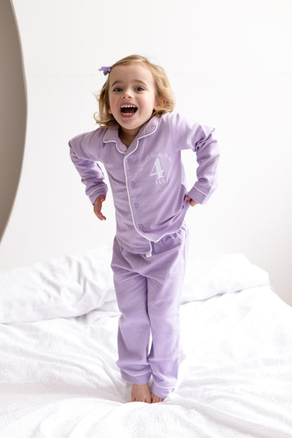 'When i wake' personalised embroidered birthday pyjamas