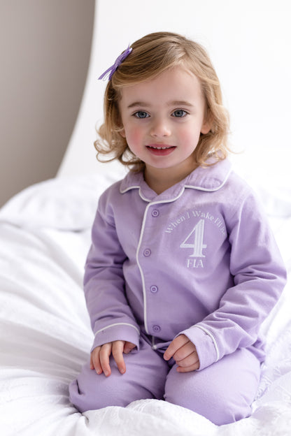 'When i wake' personalised embroidered birthday pyjamas