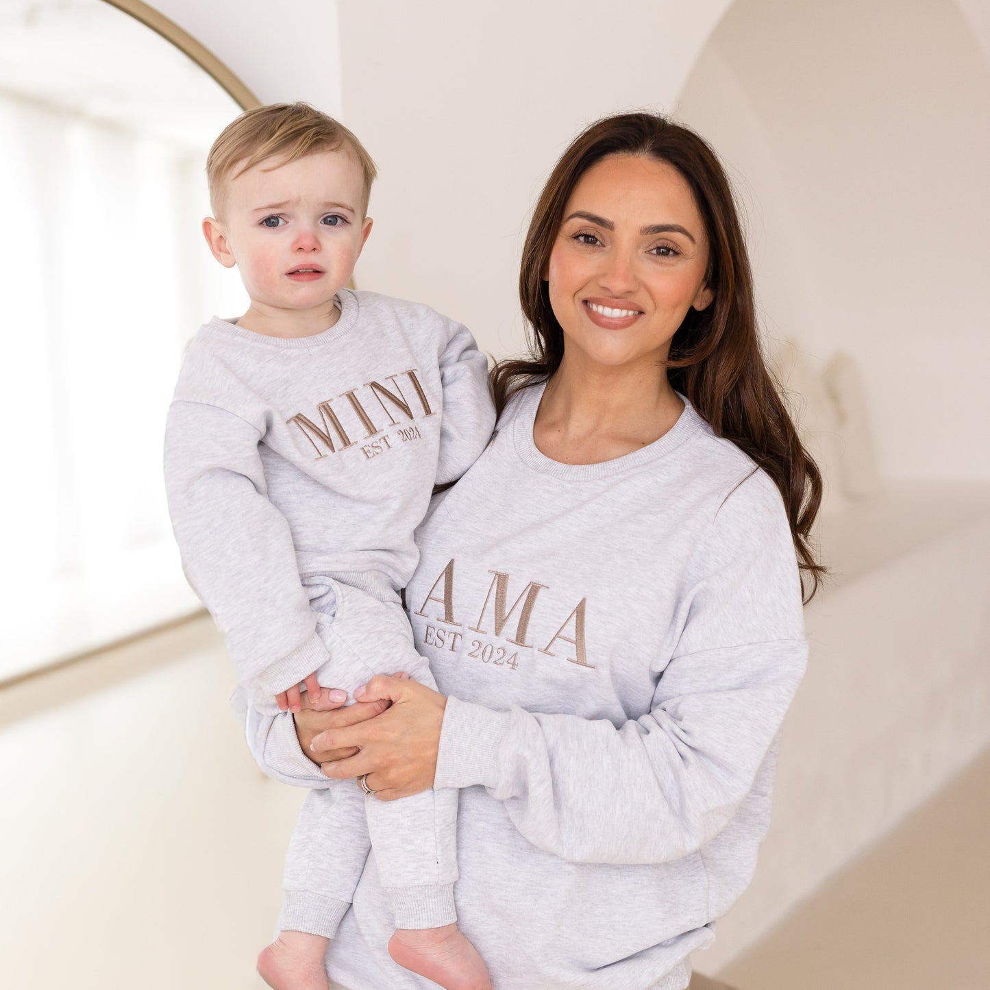 'MAMA EST.' ladies' embroidered matching mini me sweatshirt