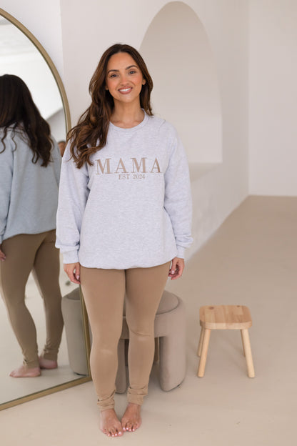 'MAMA EST.' ladies' embroidered matching mini me sweatshirt