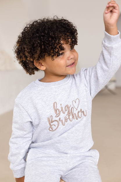 'Big Brother/Little Brother' embroidered sweatshirt with heart