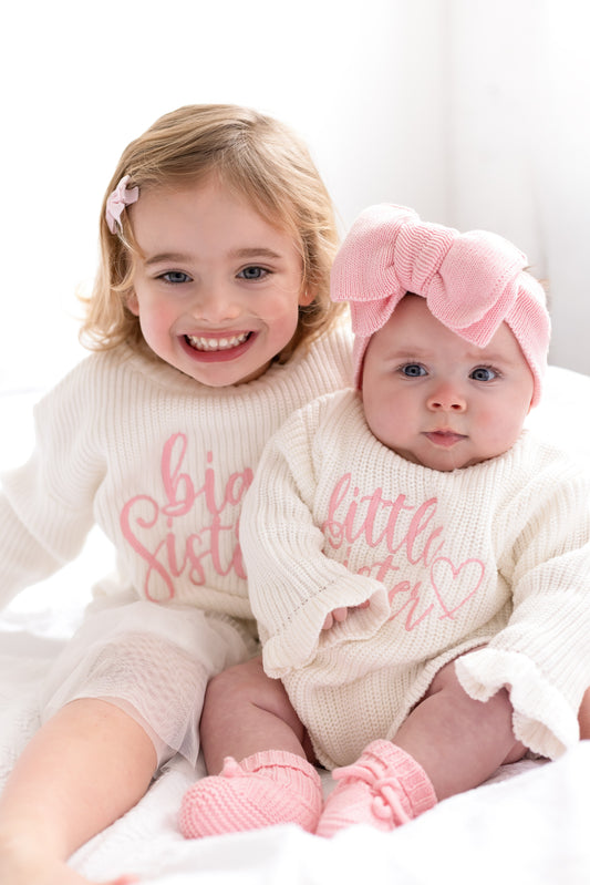 Little Sister Embroidered Long Sleeve leg frill Romper