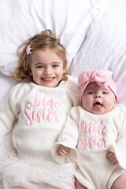 Little Sister Embroidered Long Sleeve leg frill Romper