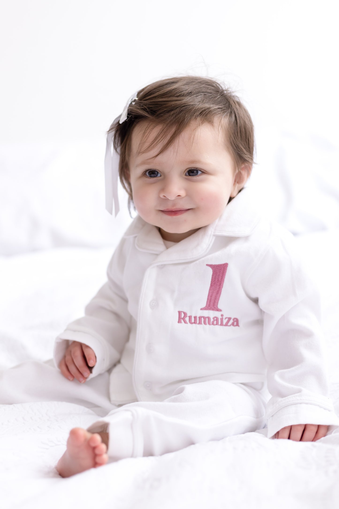 'When i wake' Personalised embroidered front and back birthday pyjamas - choice of ages available
