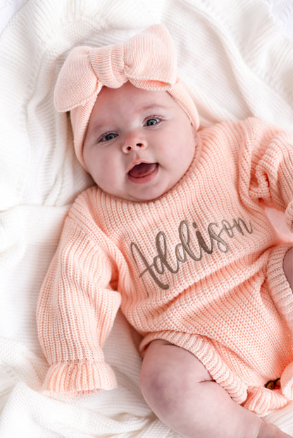 Spring Coral Personalised Embroidered Long Sleeve leg frill Romper