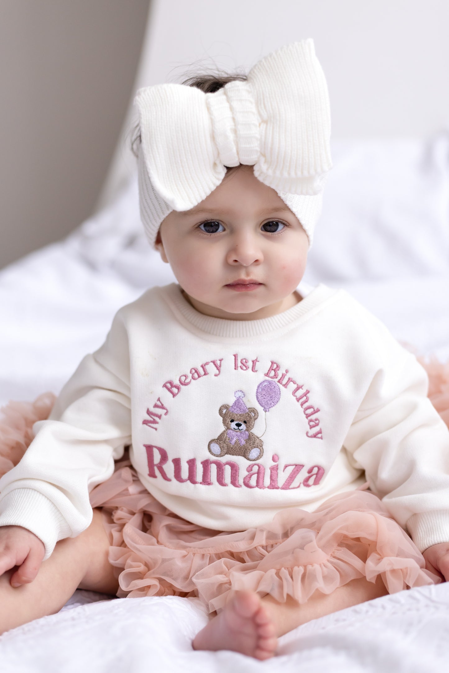 'My Beary First Birthday' Personalised Embroidered Bear First Birthday Sweatshirt - Choice of colours available