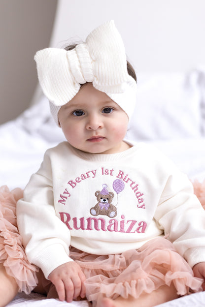 'My Beary First Birthday' Personalised Embroidered Bear First Birthday Sweatshirt - Choice of colours available