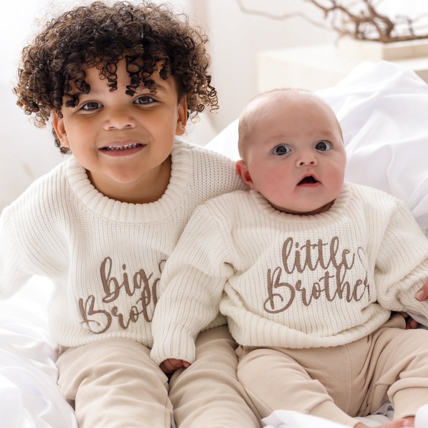 'Big/Little Sibling' Embroidered Knitted Jumper - Sister and Brother Available