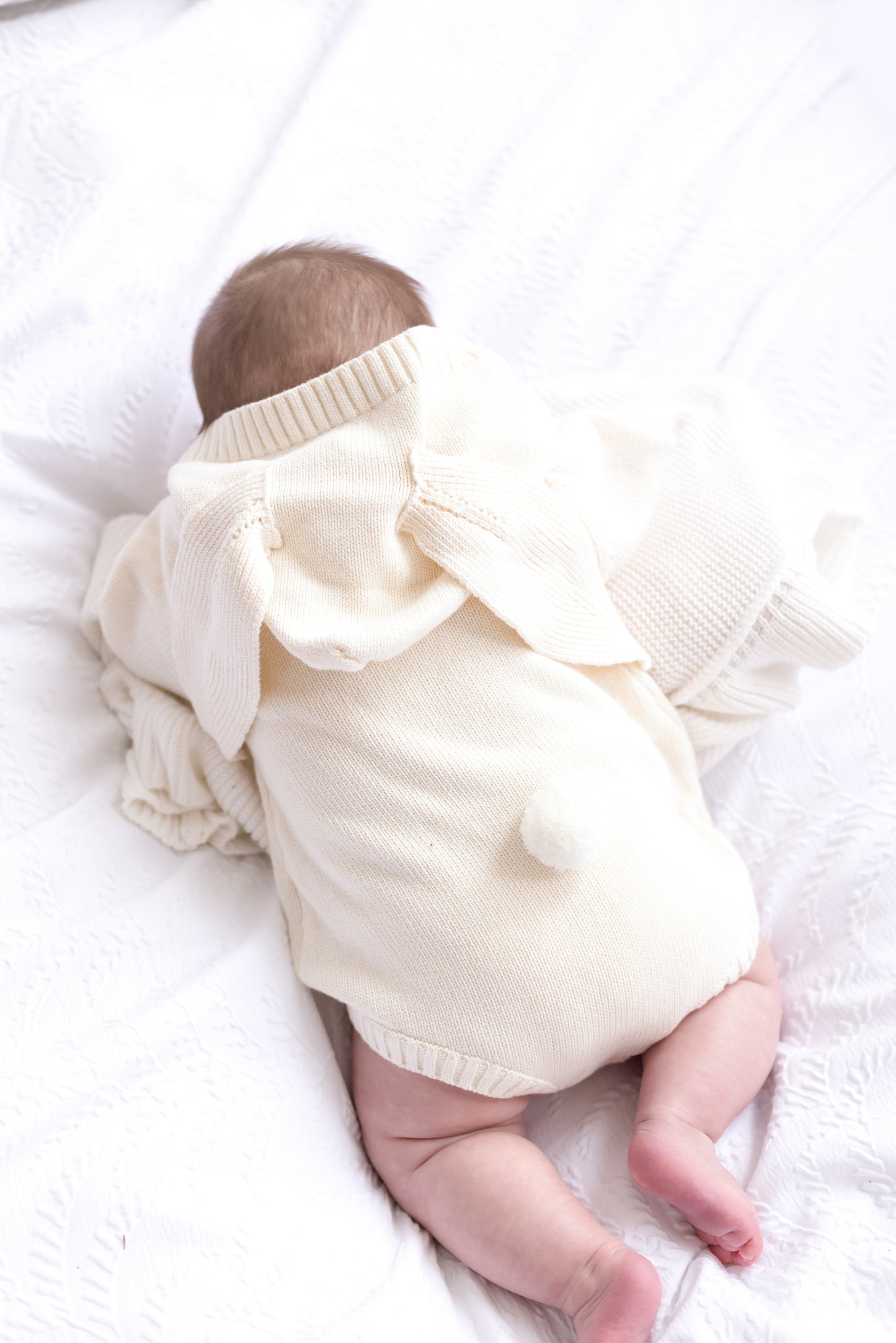 Easter bunny ears embroidered knitted baby romper