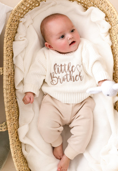 'Big/Little Sibling' Embroidered Knitted Jumper - Sister and Brother Available