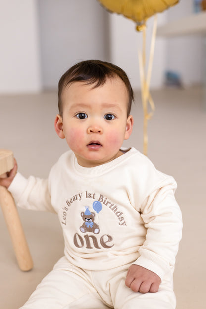 'My Beary First Birthday' Personalised Embroidered Bear First Birthday Sweatshirt - Choice of colours available