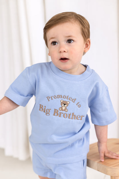 'Promoted to big brother' embroidered bear sweatshirt