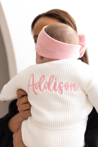 Spring White Embroidered Personalised Cardigan