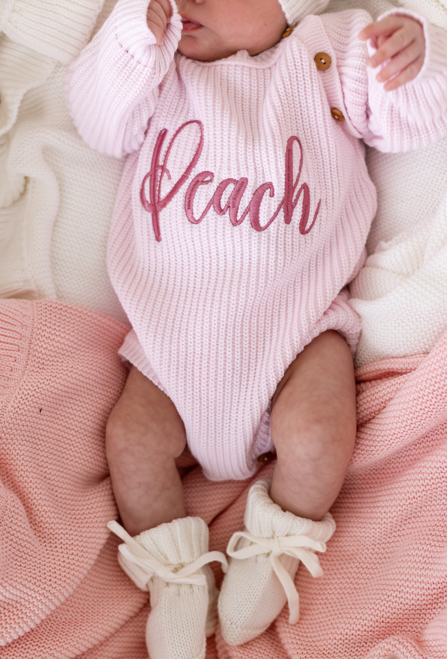 Pink Personalised Embroidered Long Sleeve Romper