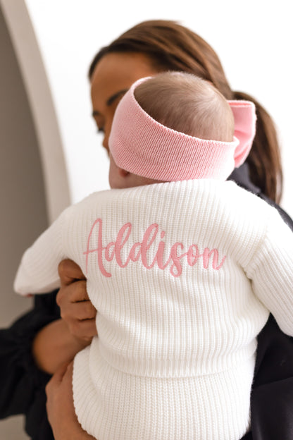 Spring White Embroidered Personalised Cardigan