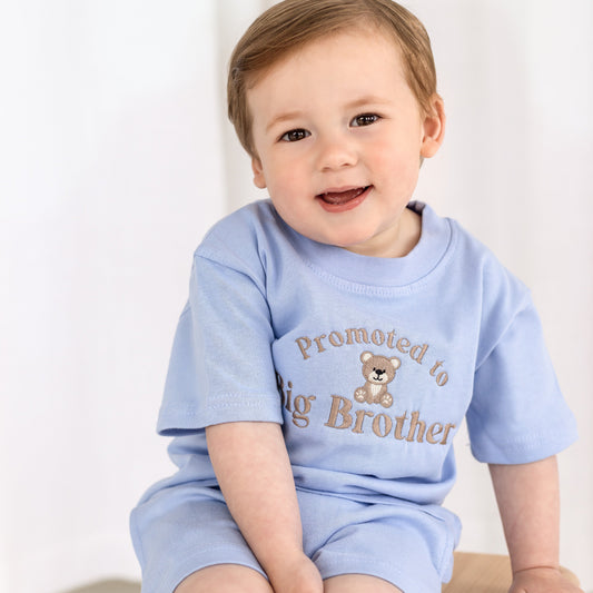 Promoted to Big Brother/Sister Embroidered Bear T shirt