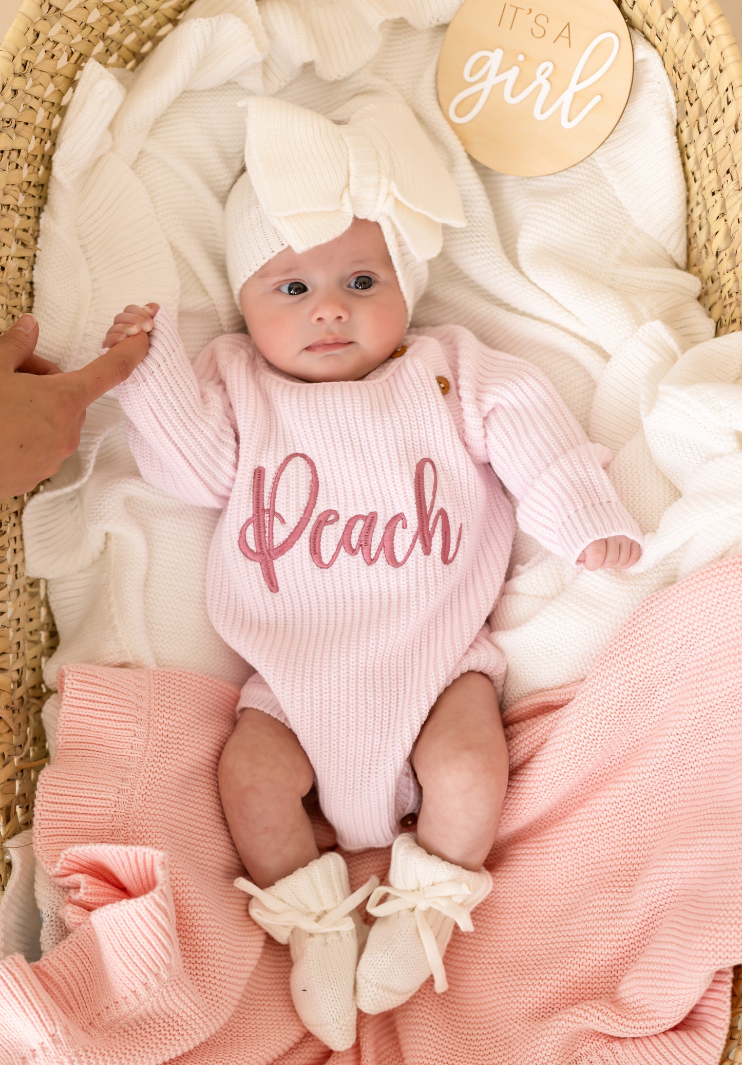 Pink Personalised Embroidered Long Sleeve Romper