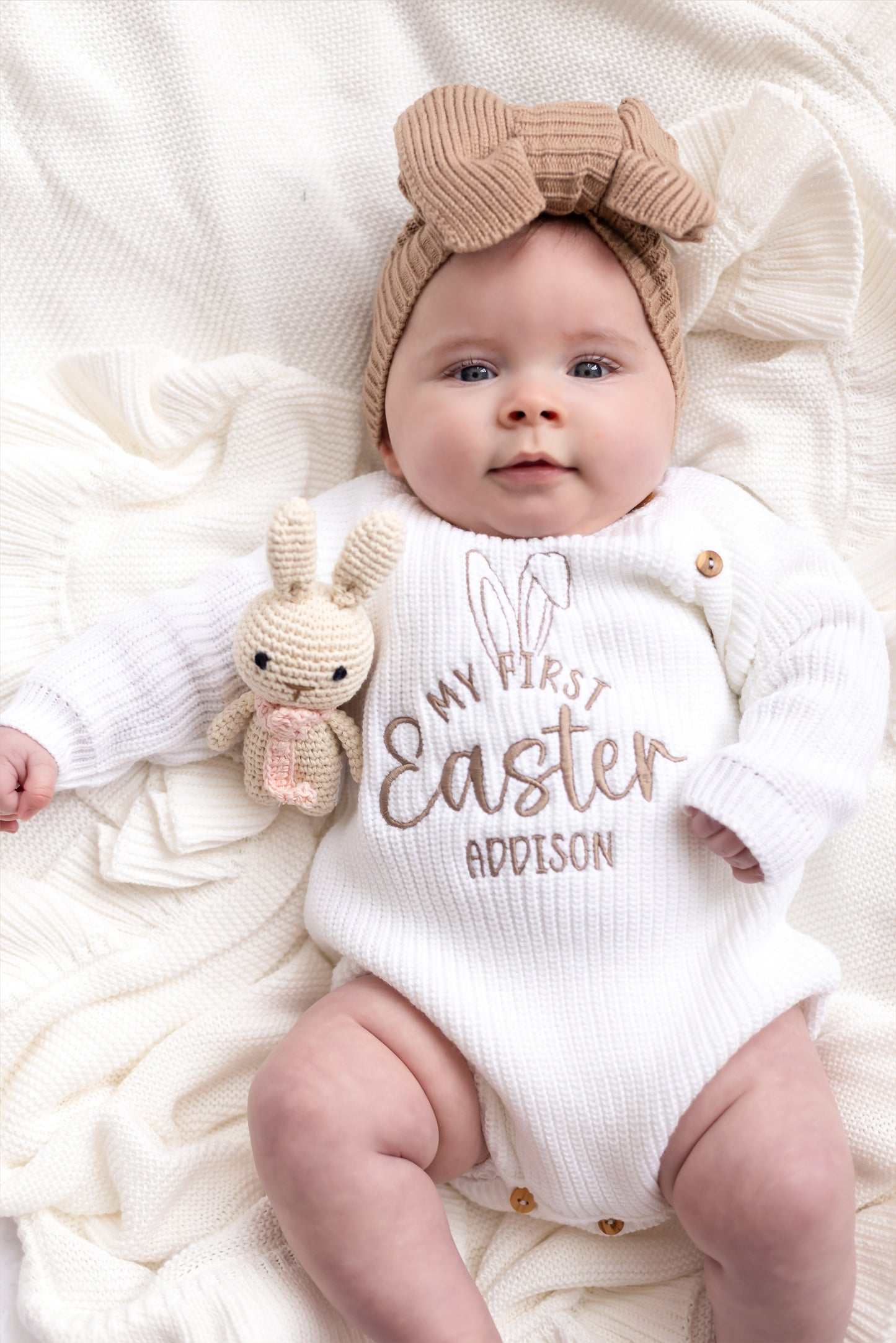 My First Easter Embroidered Personalised Ears Baby Romper