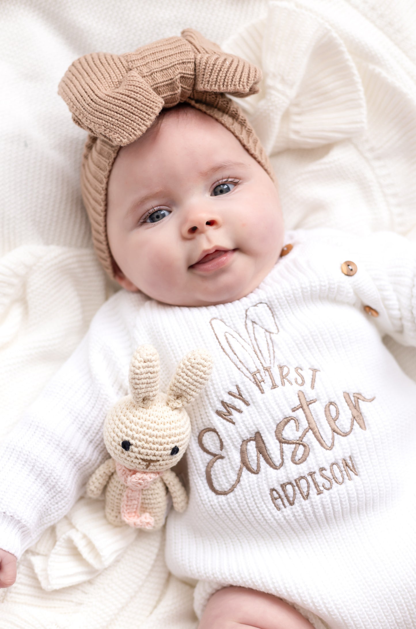 My First Easter Embroidered Personalised Ears Baby Cardigan