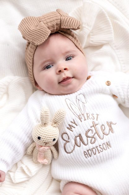 My First Easter Embroidered Personalised Ears Baby Cardigan