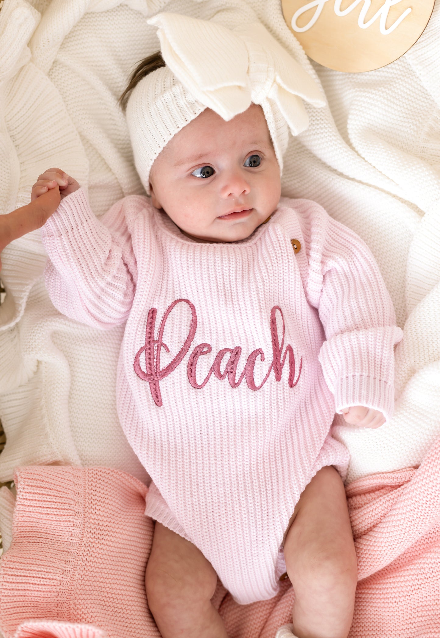 Pink Personalised Embroidered Long Sleeve Romper