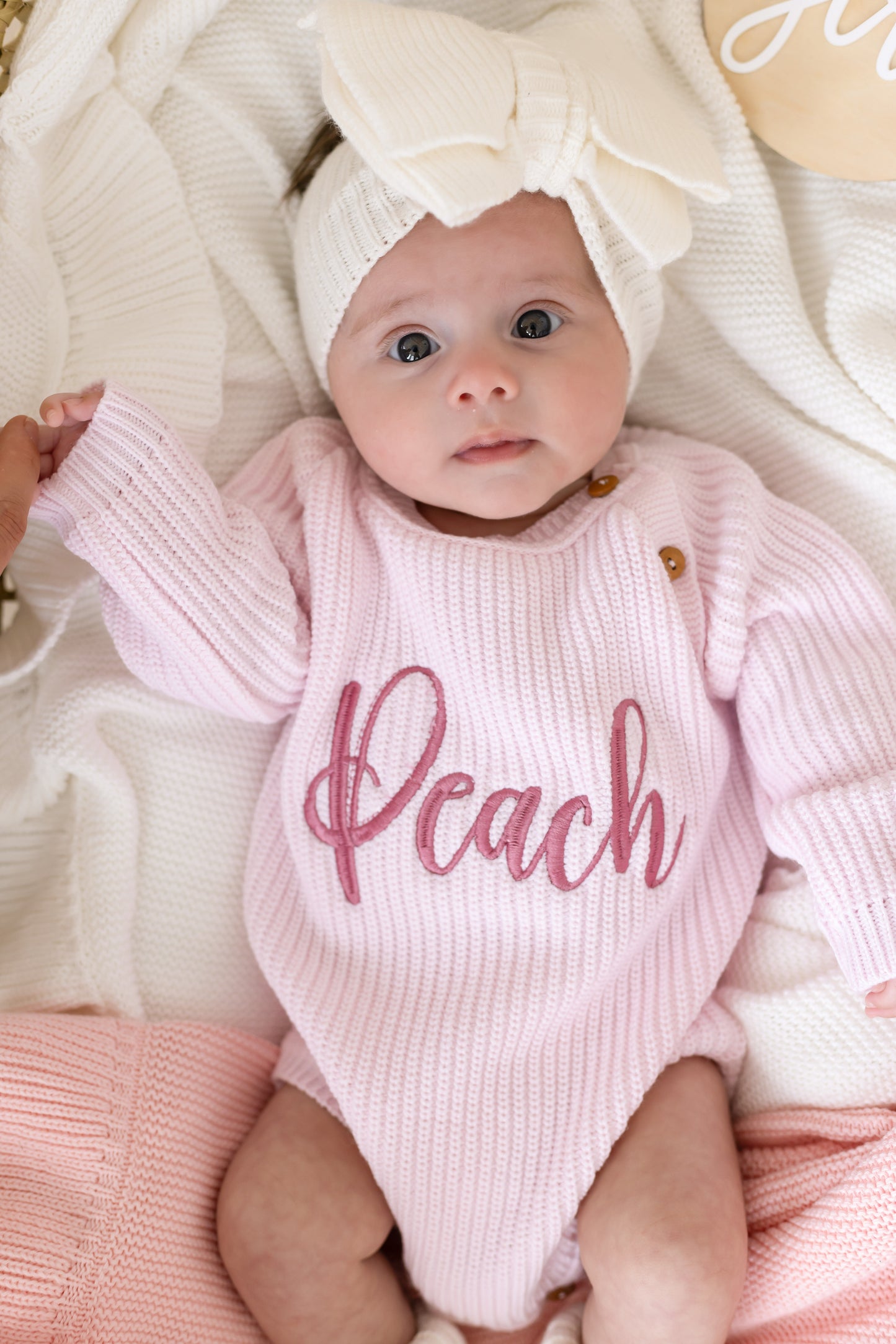 Pink Personalised Embroidered Long Sleeve Romper