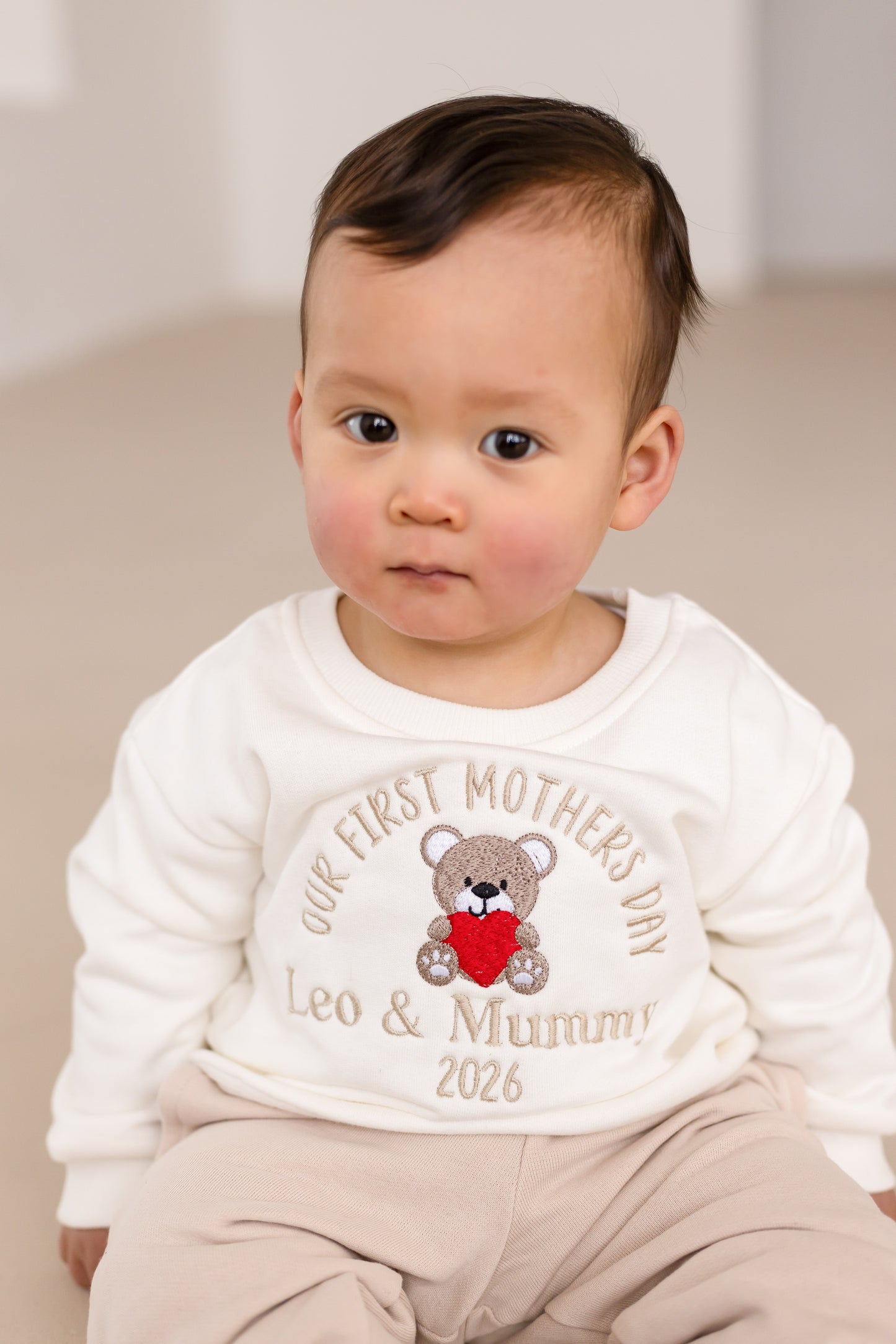 'Our First Mother's Day' bear personalised name embroidered sweatshirt