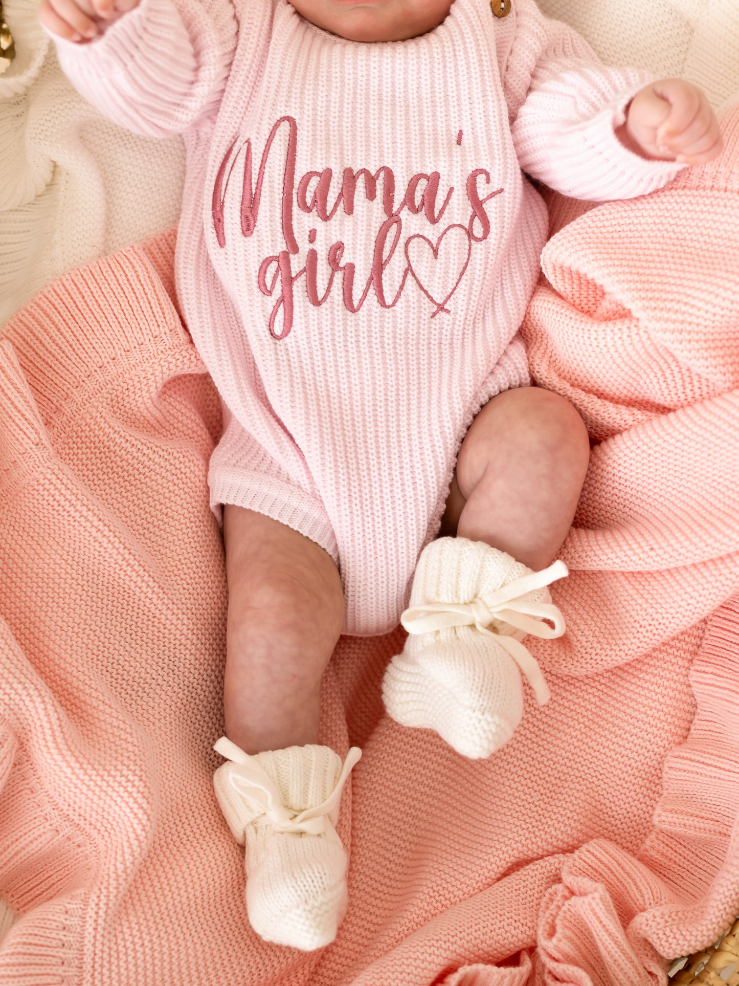 Mama's Girl/Boy or Daddy's Girl/Boy Embroidered Long Sleeve Romper