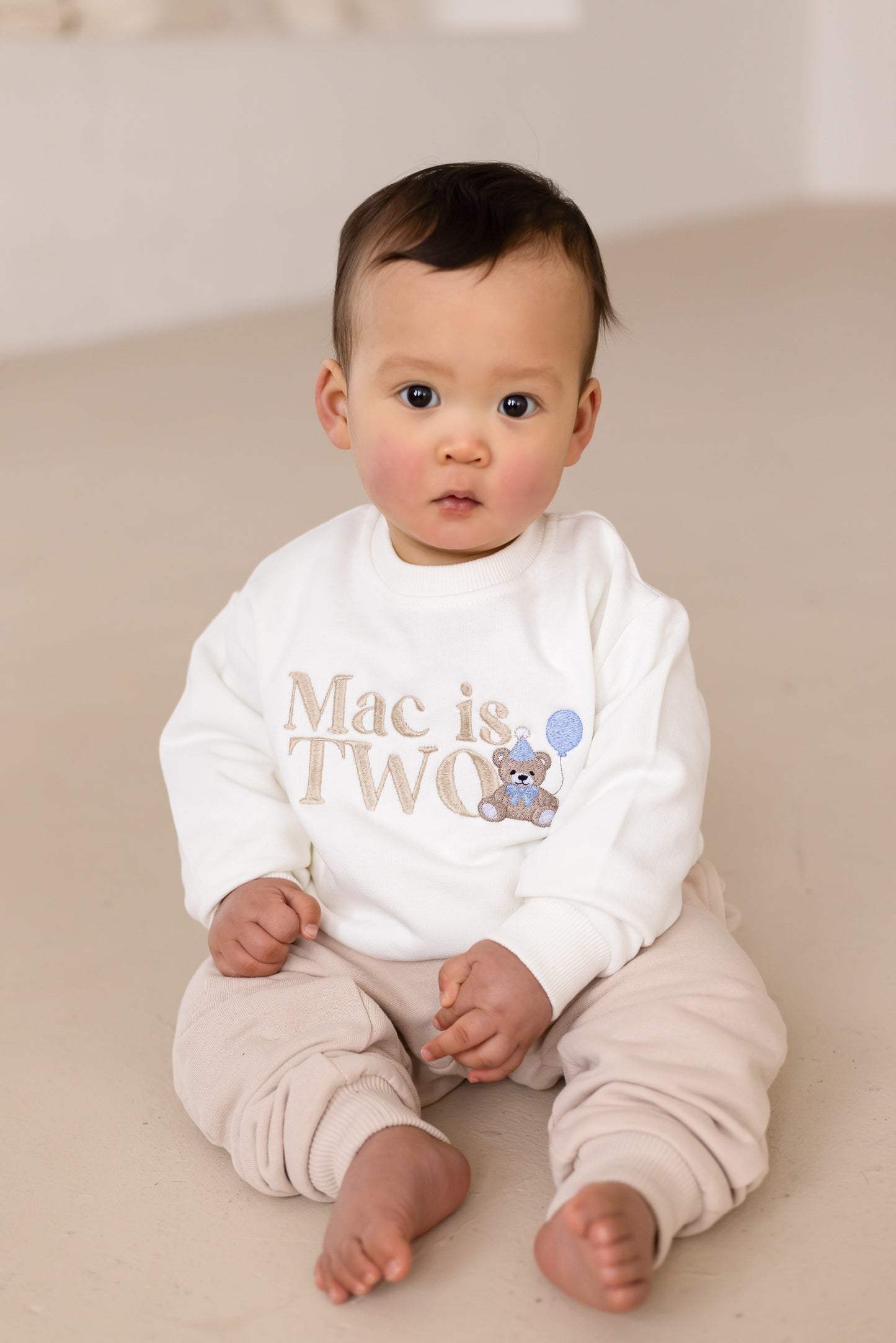 Personalised Embroidered Bear Birthday Sweatshirt - Choice of colours and ages available