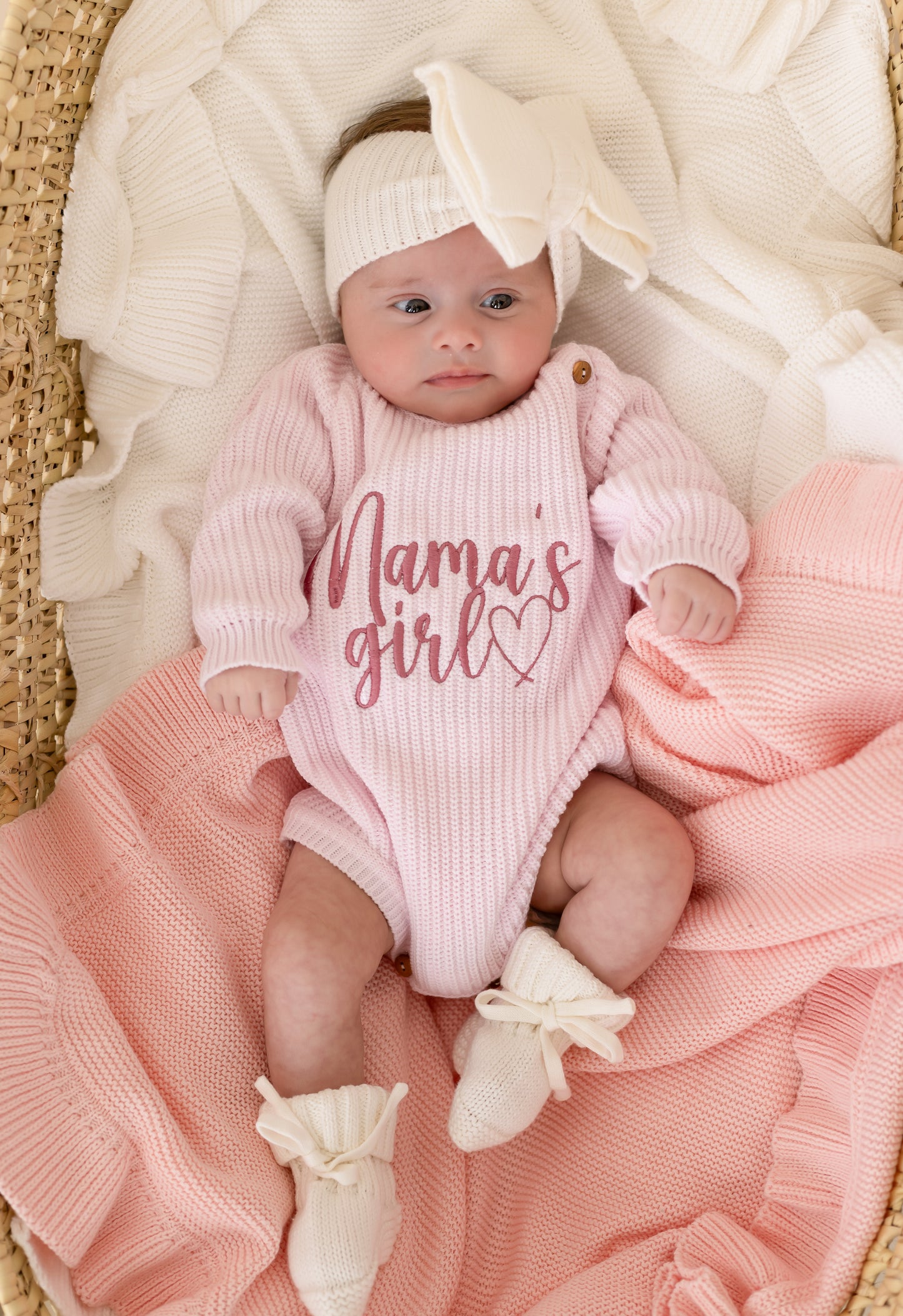 Mama's Girl/Boy or Daddy's Girl/Boy Embroidered Long Sleeve Romper