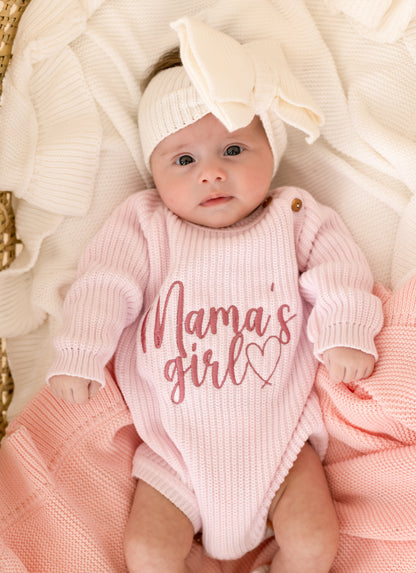Mama's Girl/Boy or Daddy's Girl/Boy Embroidered Long Sleeve Romper