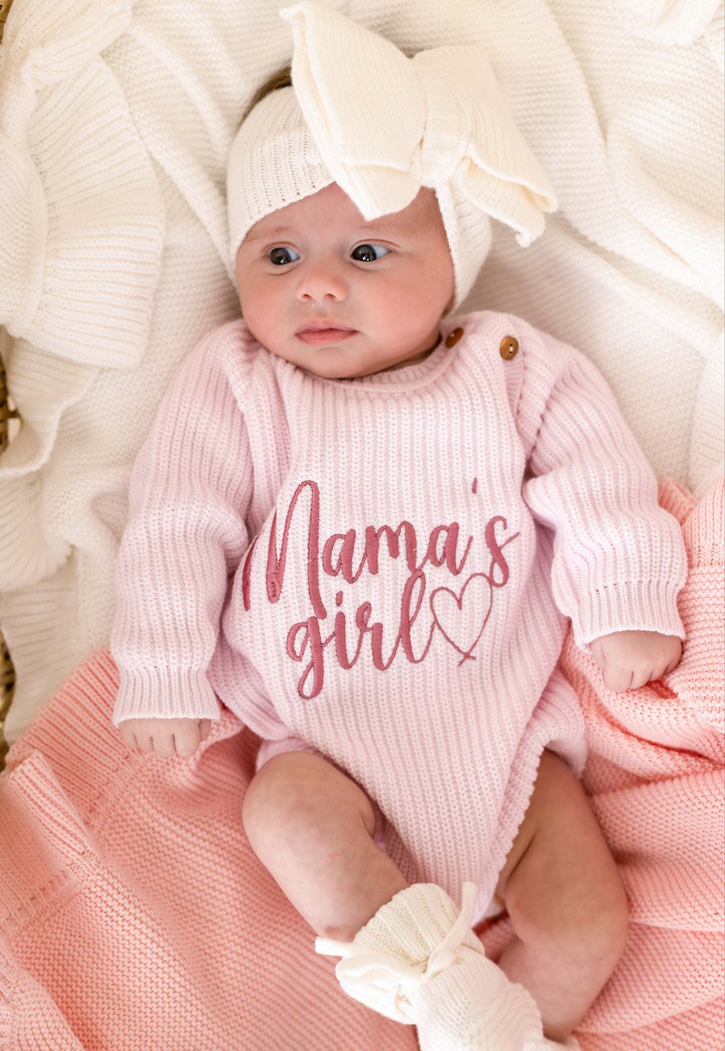 Mama's Girl/Boy or Daddy's Girl/Boy Embroidered Long Sleeve Romper