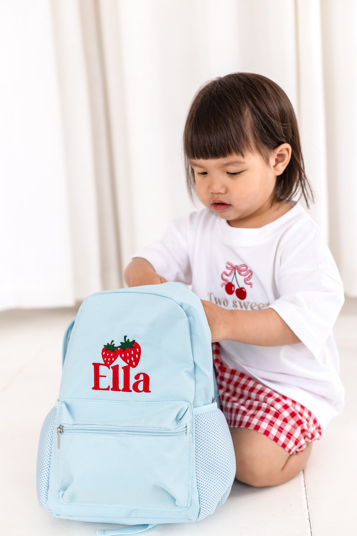 Personalised Embroidered Summer Strawberry Rucksack - perfect for nursery