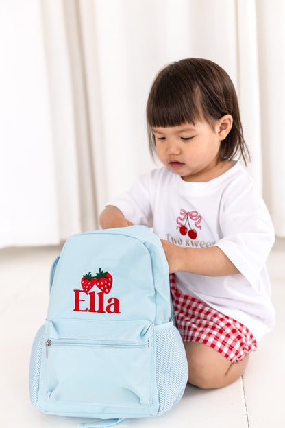 Personalised Embroidered Summer Strawberry Rucksack - perfect for nursery