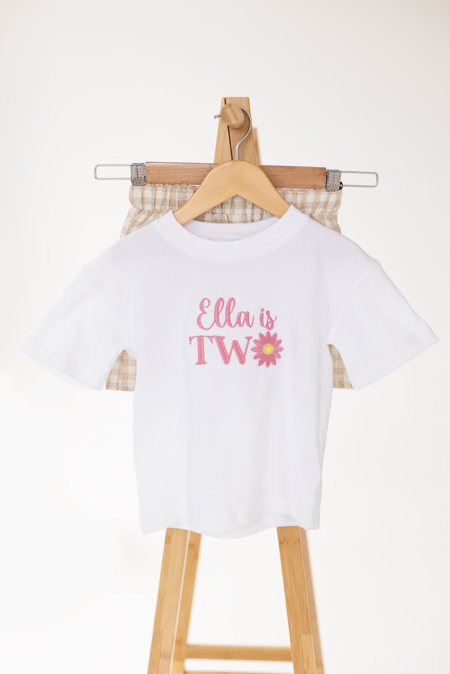Personalised Daisy Embroidered Second Birthday T shirt
