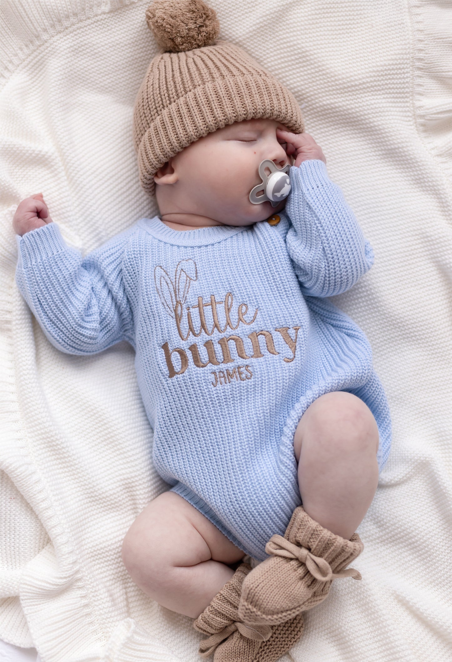 Easter Little Bunny Embroidered Personalised New Baby Romper