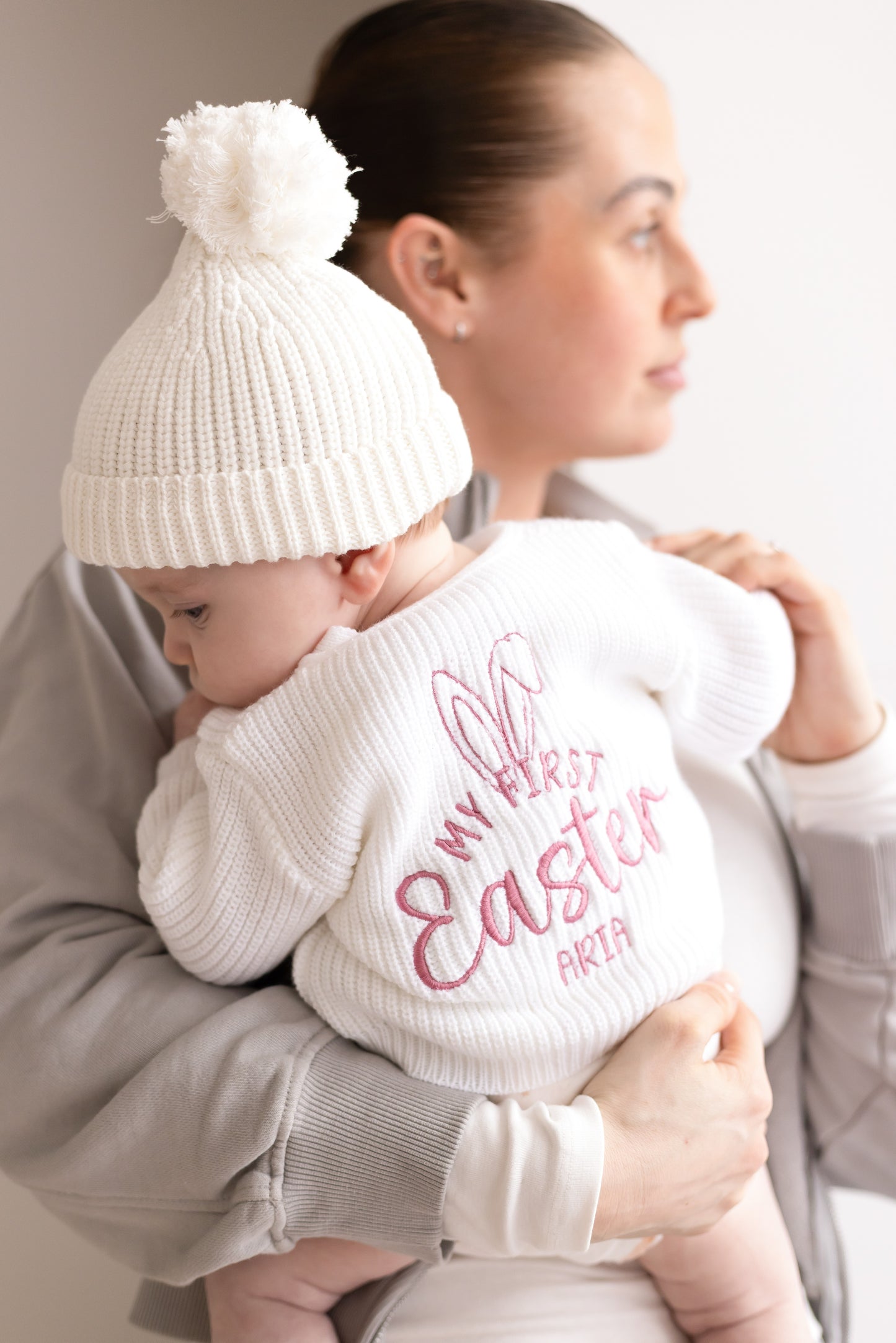 My First Easter Embroidered Personalised Ears Baby Cardigan