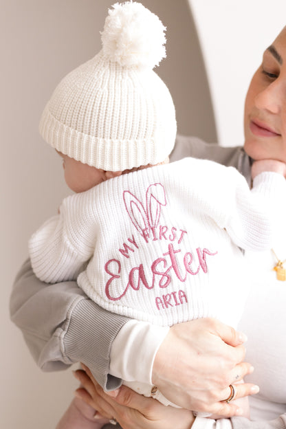 My First Easter Embroidered Personalised Ears Baby Cardigan