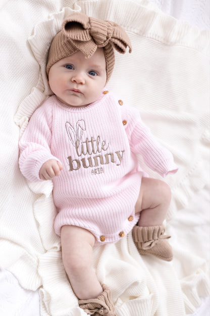 Easter Little Bunny Embroidered Personalised New Baby Romper