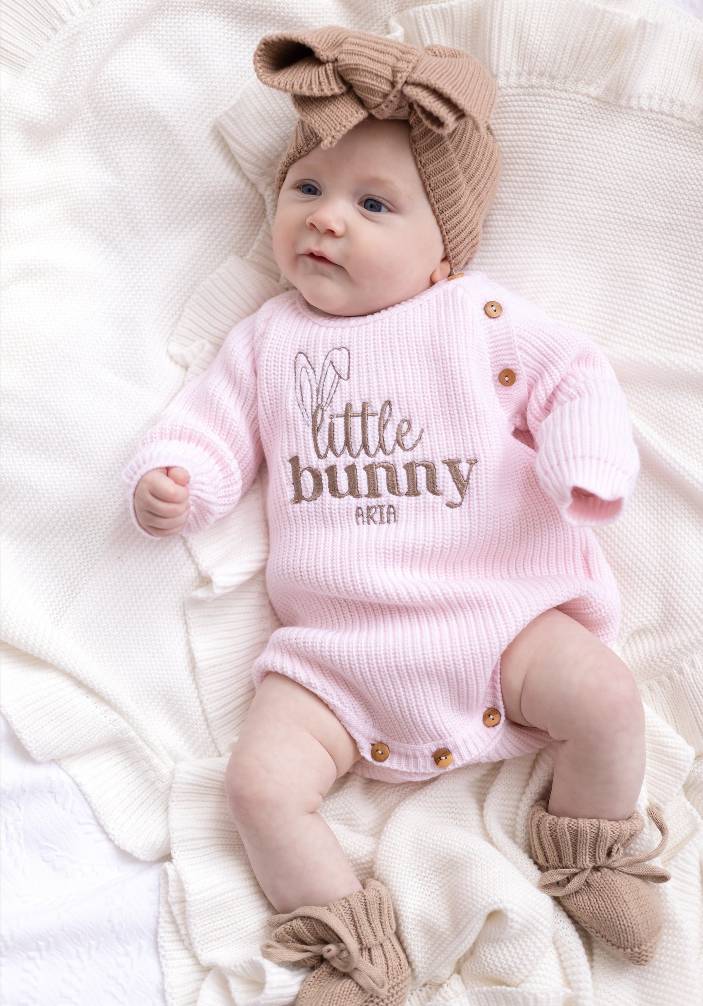 Easter Little Bunny Embroidered Personalised New Baby Romper