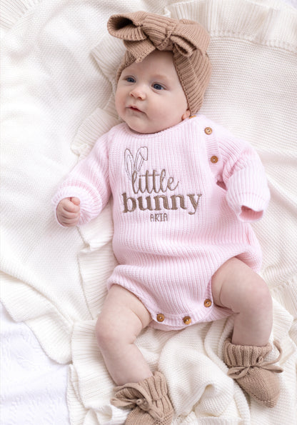 Easter Little Bunny Embroidered Personalised New Baby Romper
