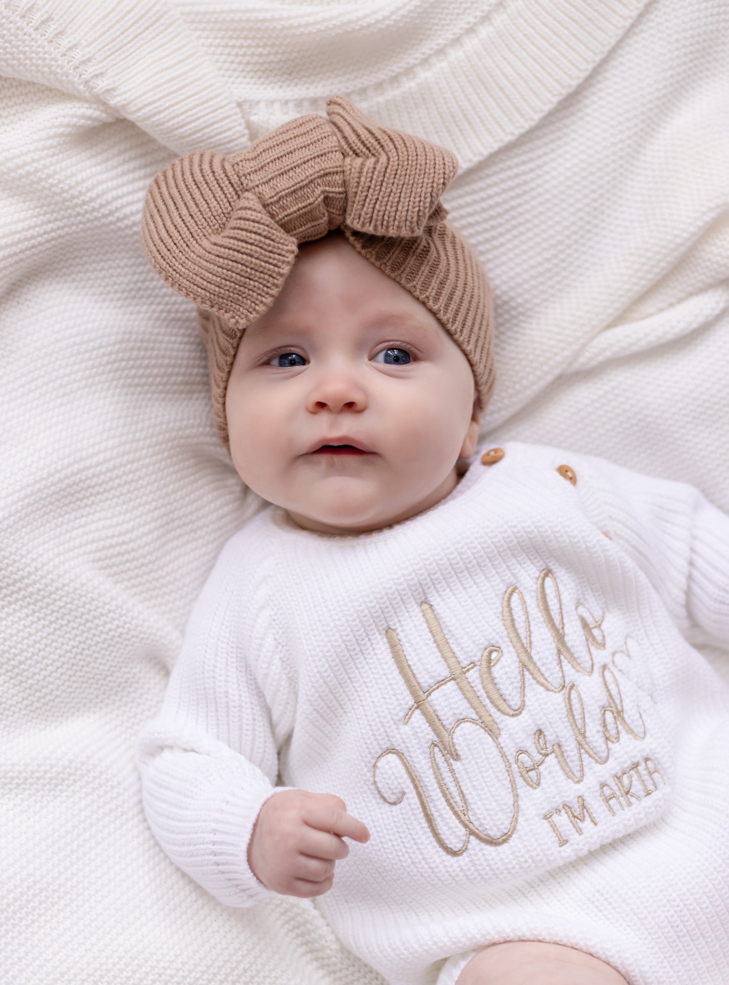 'Hello World I'm Name' Personalised Embroidered Long Sleeve Romper