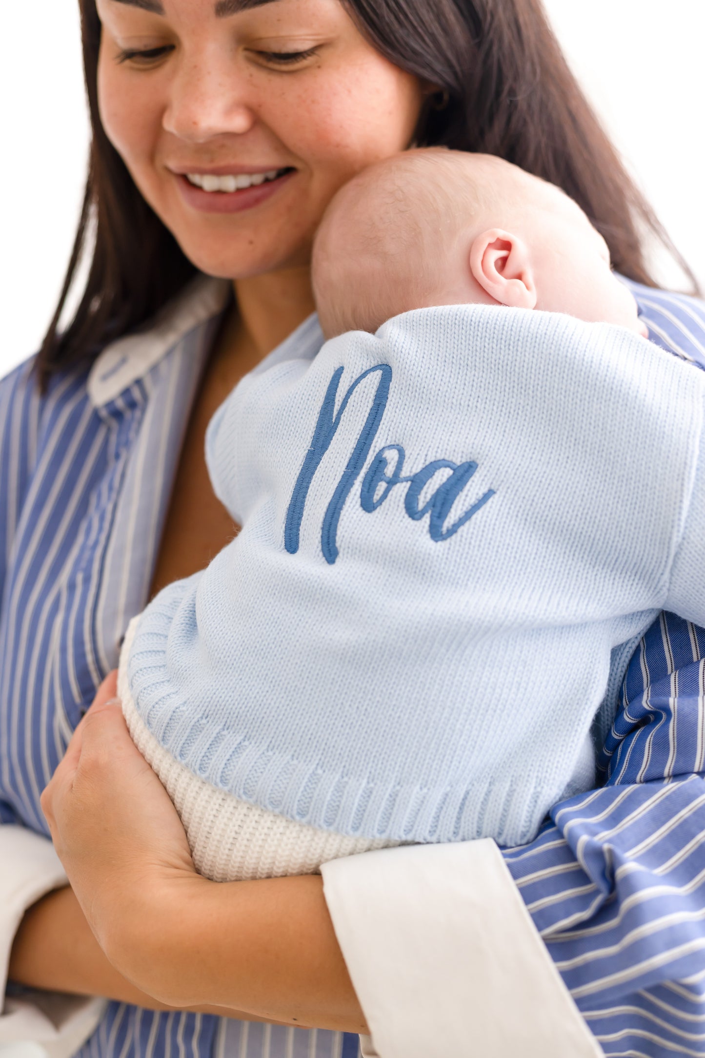 Blue Embroidered Personalised Cardigan