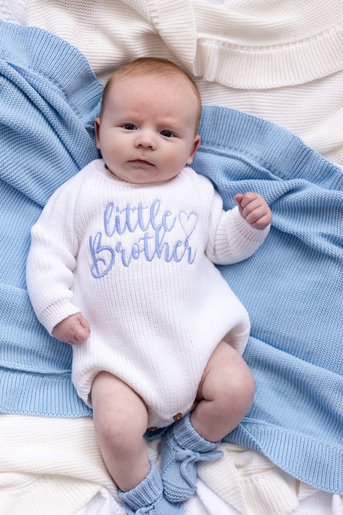 Little Brother Embroidered Personalised New Baby Romper