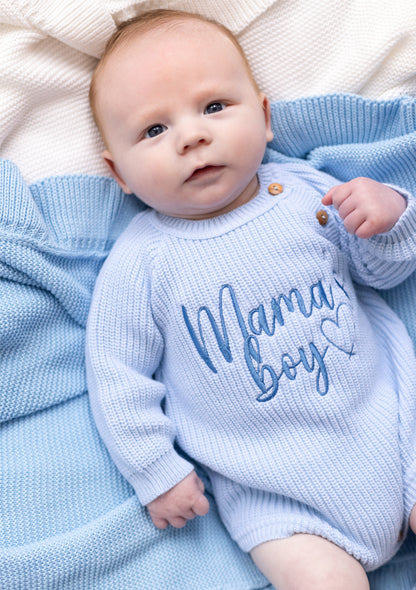 Mama's Boy/Girl or Daddy's Girl/Boy Embroidered Long Sleeve Romper