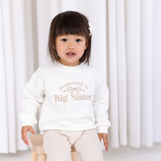'Promoted to big sister' personalised embroidered bow sweatshirt